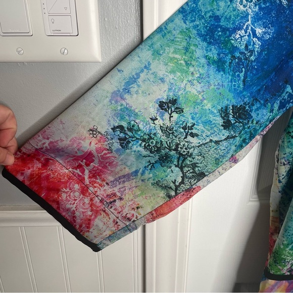 Ali Miles Open Front Floral Art to Wear Artsy Kimono Jacket Vibrant Colorful XL - Picture 7 of 13